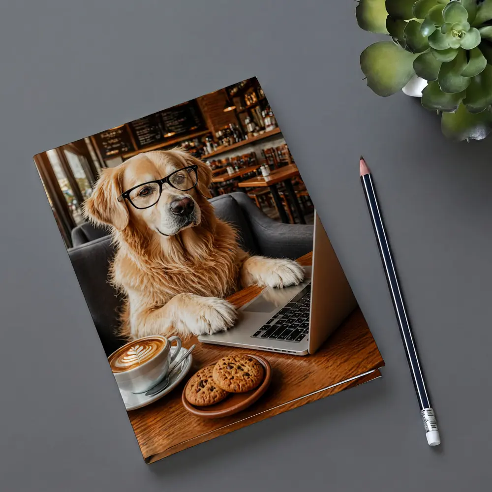 Golden Retriever Working in Coffee Shop – Notebooks