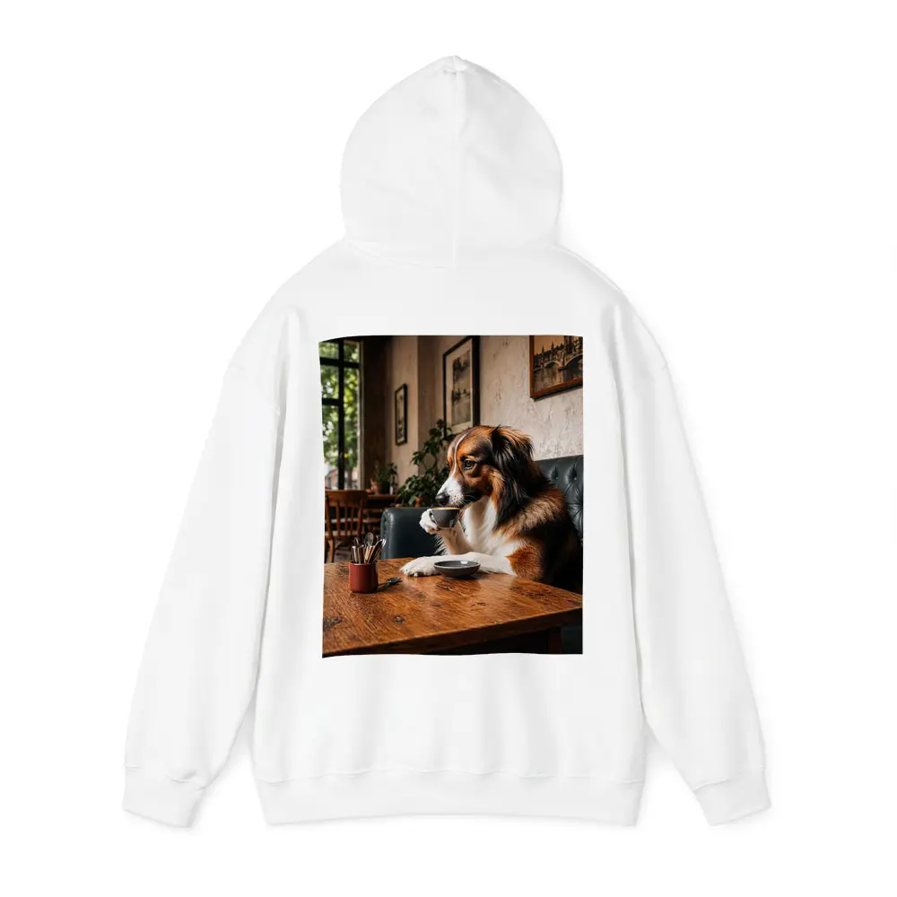 Border Collie Drinking Coffee in Cozy Cafe – Hoodies