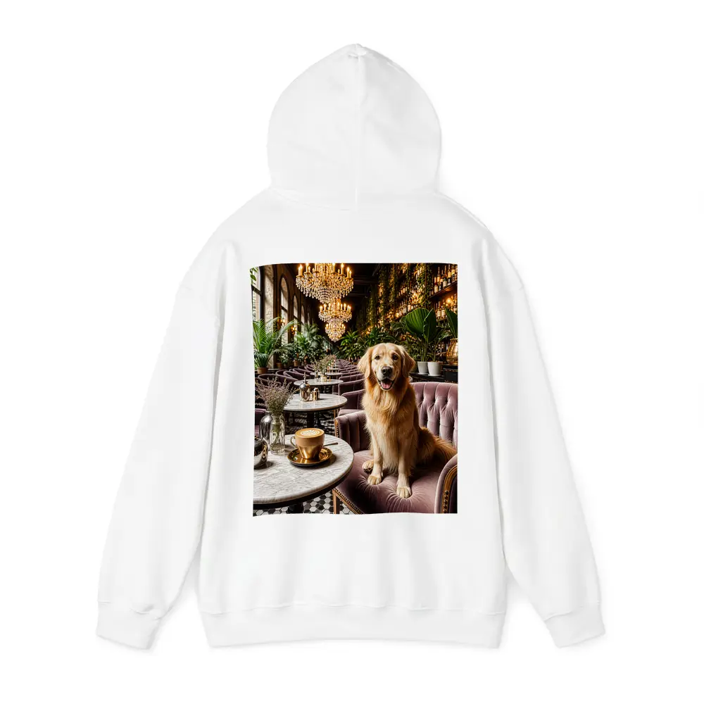 Golden Retriever Relaxing in Elegant Cafe – Hoodies