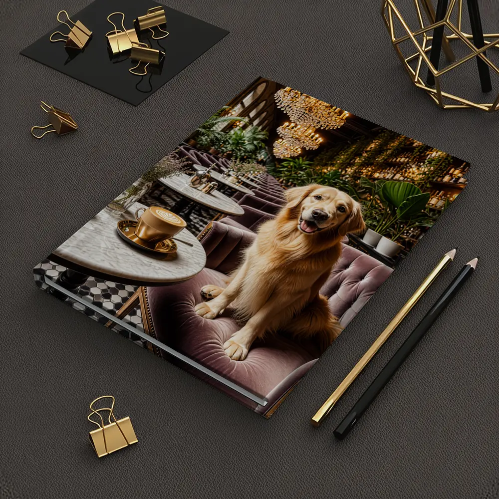 Golden Retriever Relaxing in Elegant Cafe – Notebooks