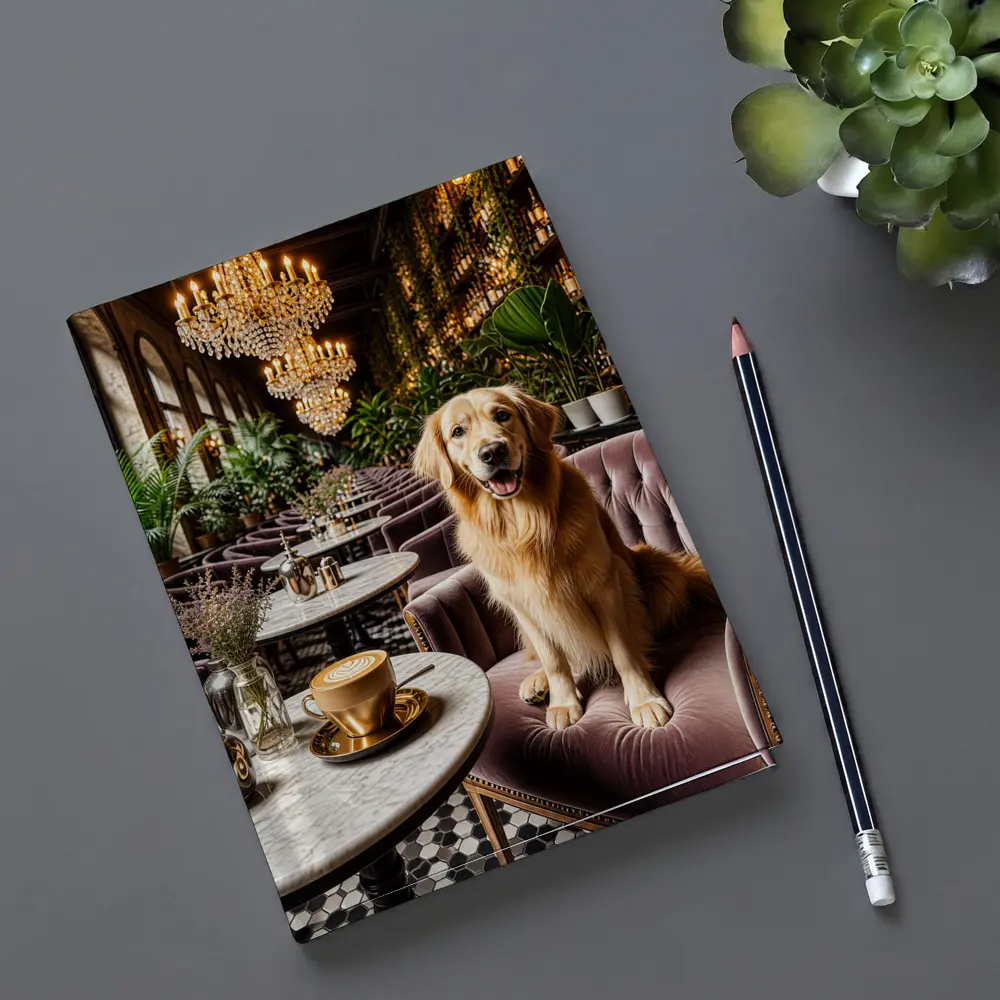 Golden Retriever Relaxing in Elegant Cafe – Notebooks