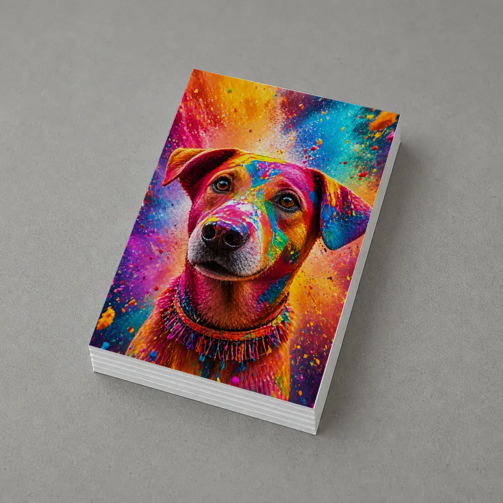 Happy Dog Covered in Colorful Holi Powder – Postcards