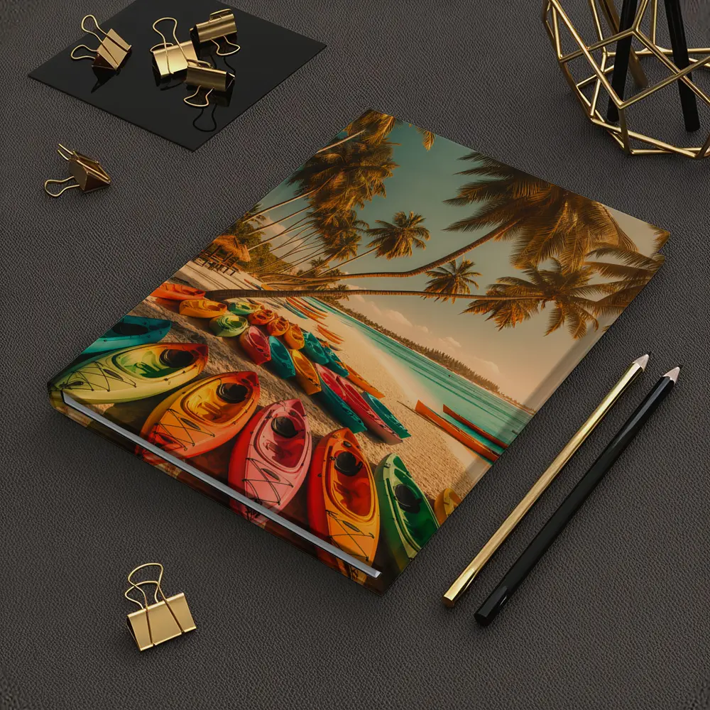 Colorful Kayaks Tropical Beach Palm Trees – Notebooks