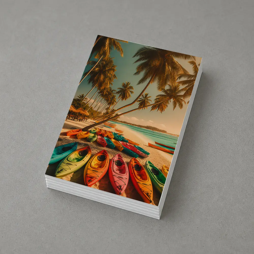 Colorful Kayaks Tropical Beach Palm Trees – Postcards