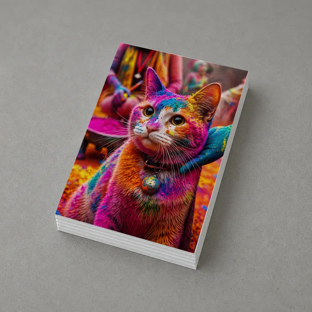 Colorful Cat Covered in Holi Powder – Postcards