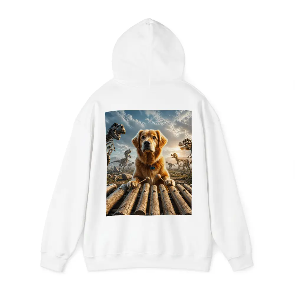 Golden Retriever Playing Xylophone With Dinosaur Skeletons – Hoodies