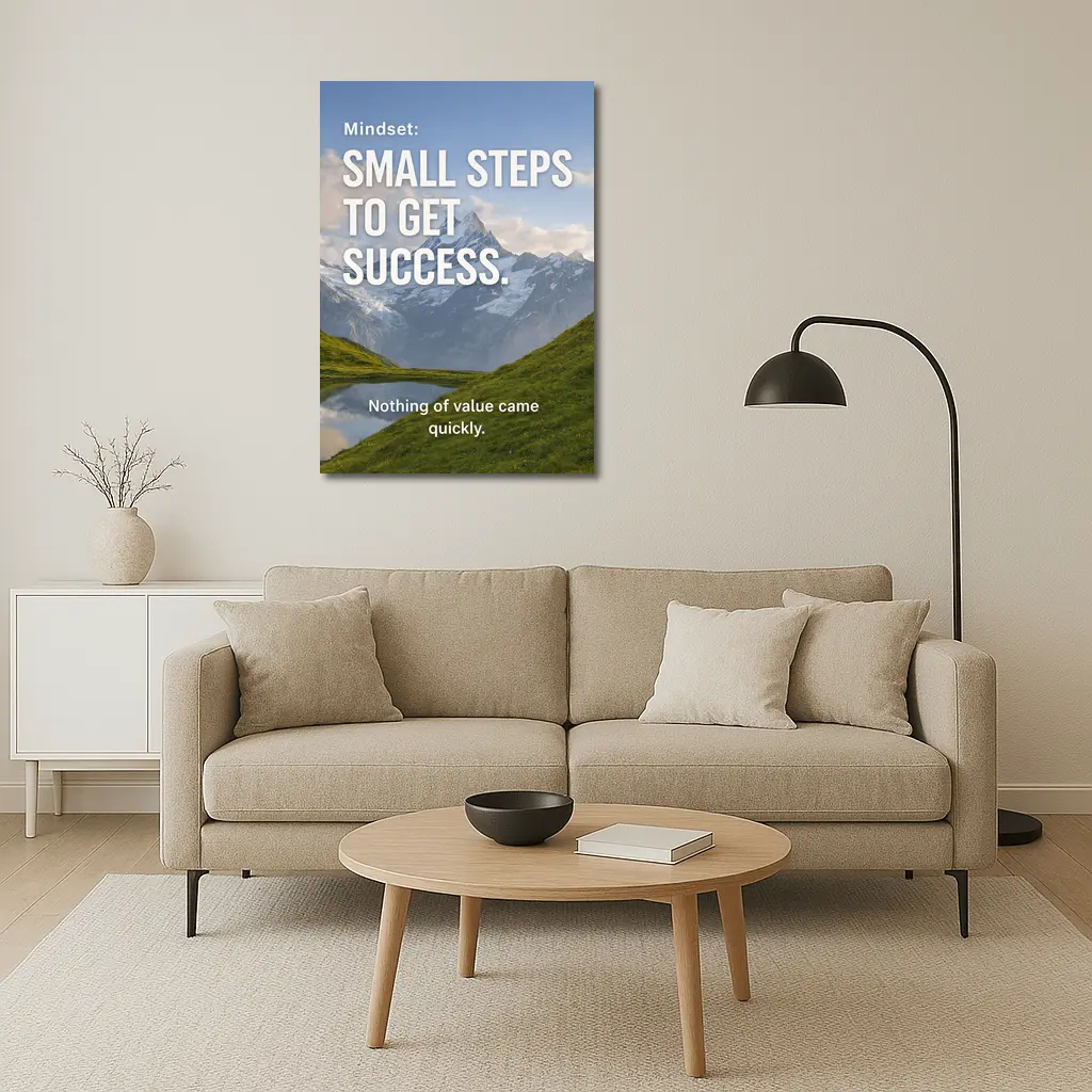 Small Steps To Success Mindset Mountain Quote – Wall Art