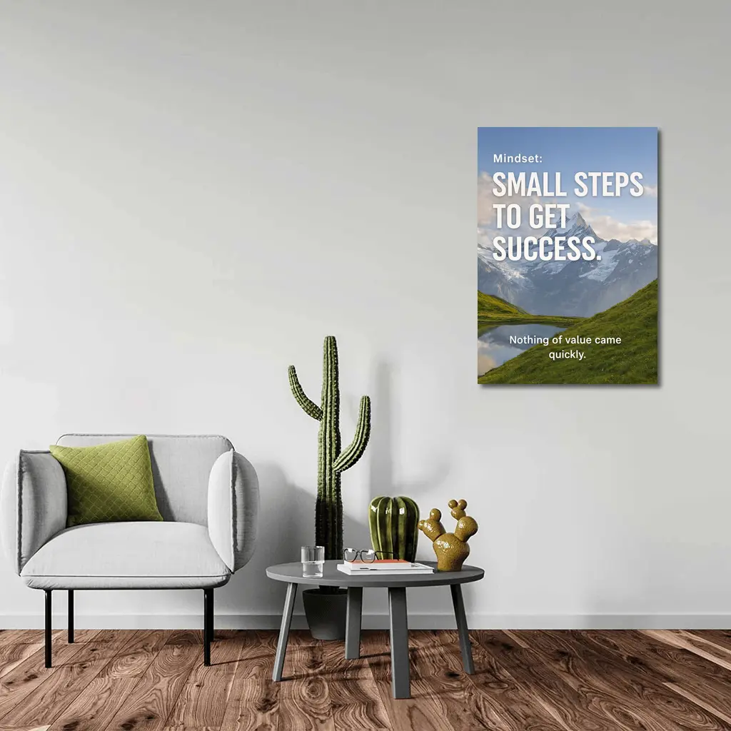Small Steps To Success Mindset Mountain Quote – Wall Art