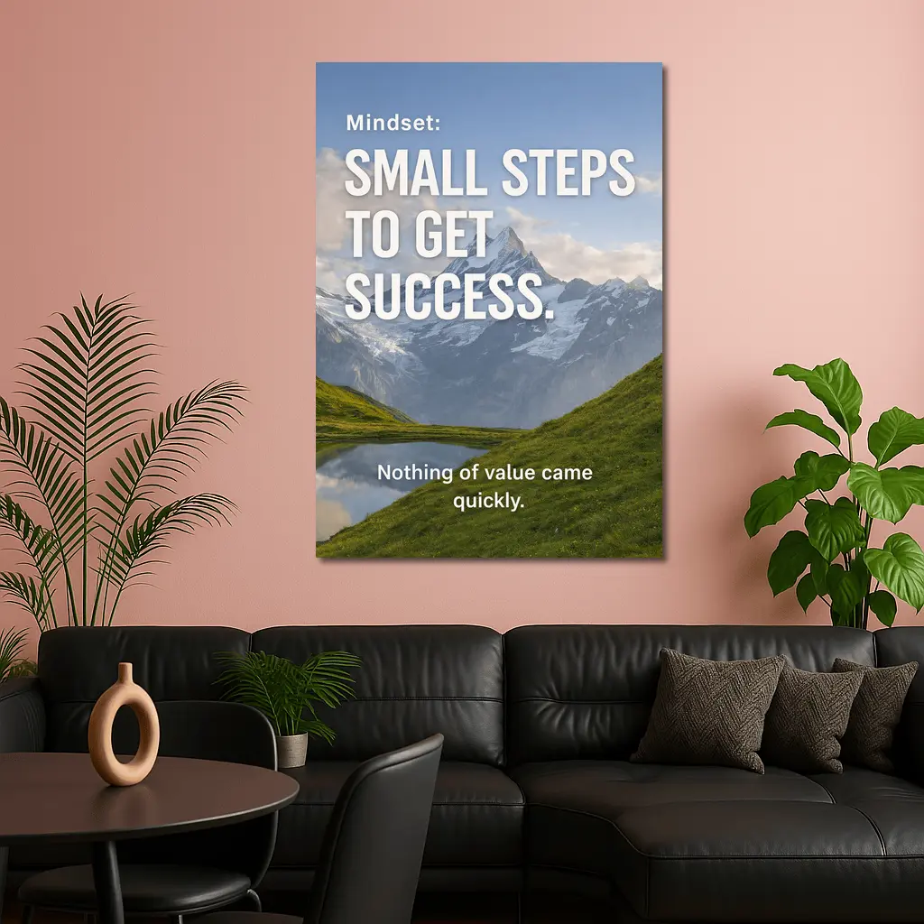 Small Steps To Success Mindset Mountain Quote – Wall Art