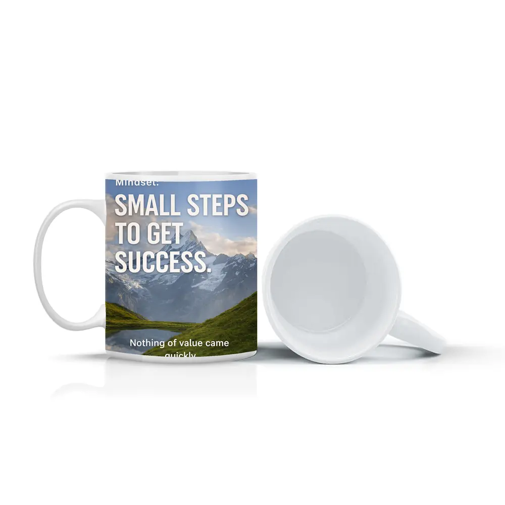 Small Steps To Success Mindset Mountain Quote – Mugs