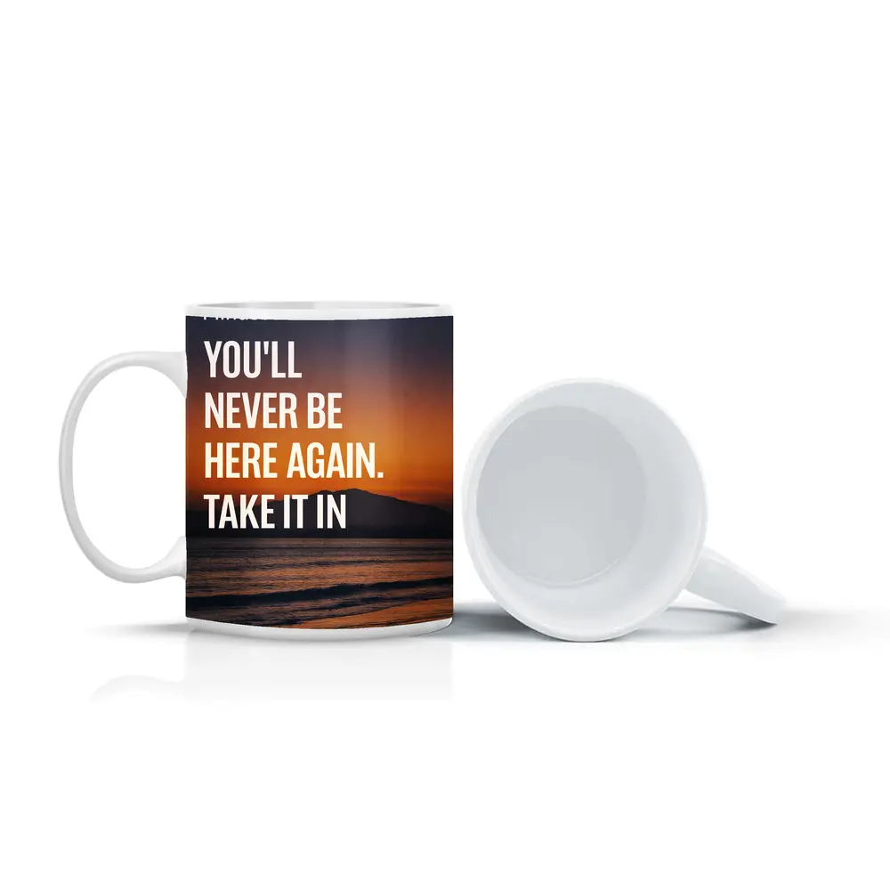 Mindset Quote Sunset Beach Motivational Print – Mugs