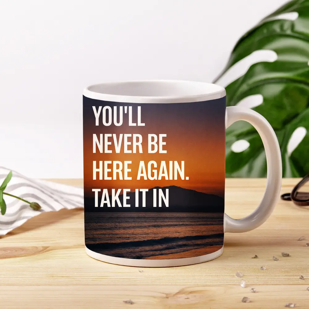 Mindset Quote Sunset Beach Motivational Print – Mugs