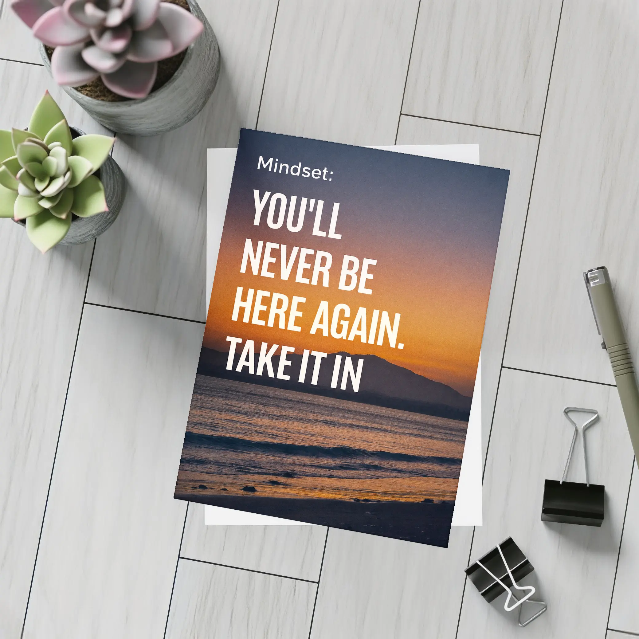 Mindset Quote Sunset Beach Motivational Print – Postcards