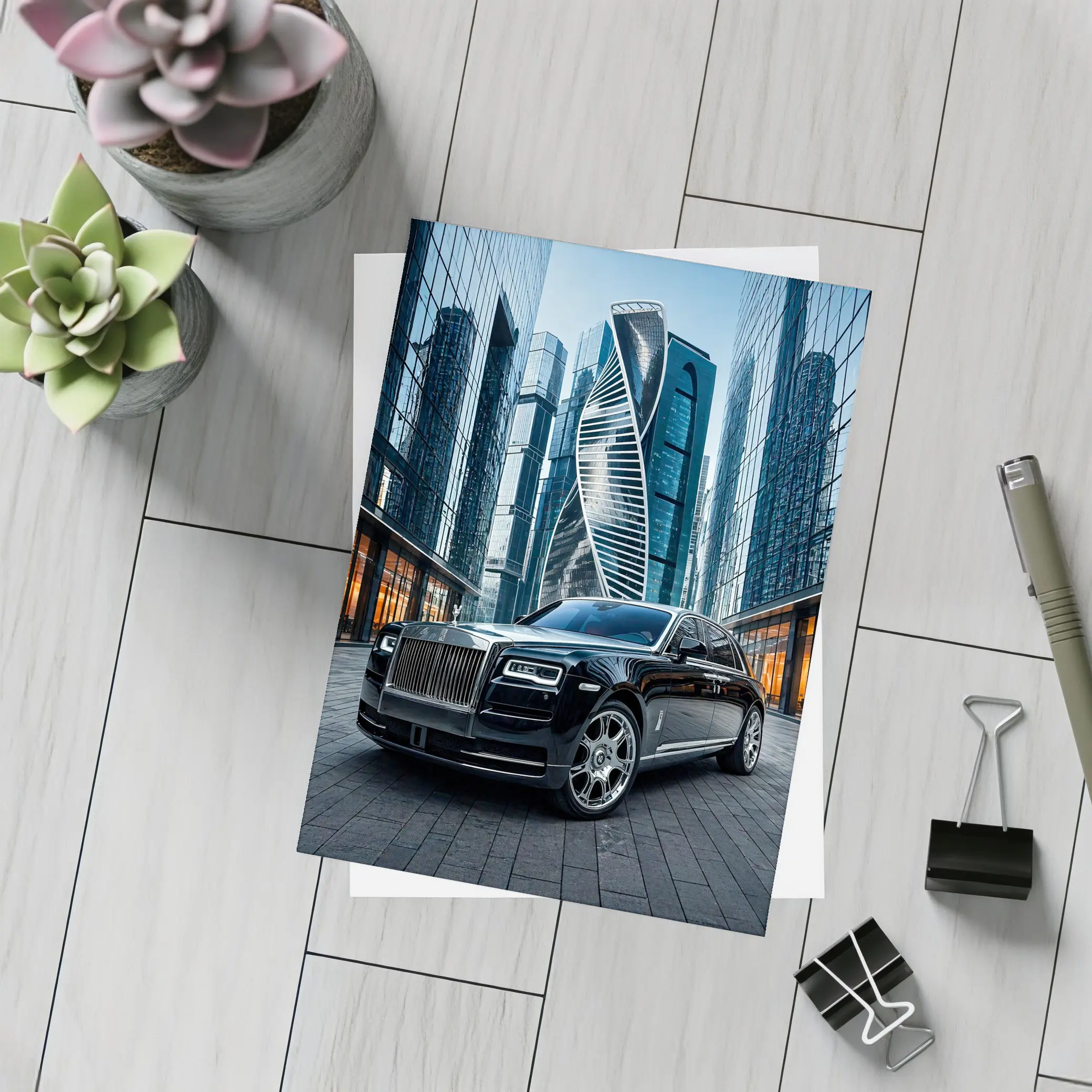 Rolls Royce Ghost Black City Skyscrapers – Postcards