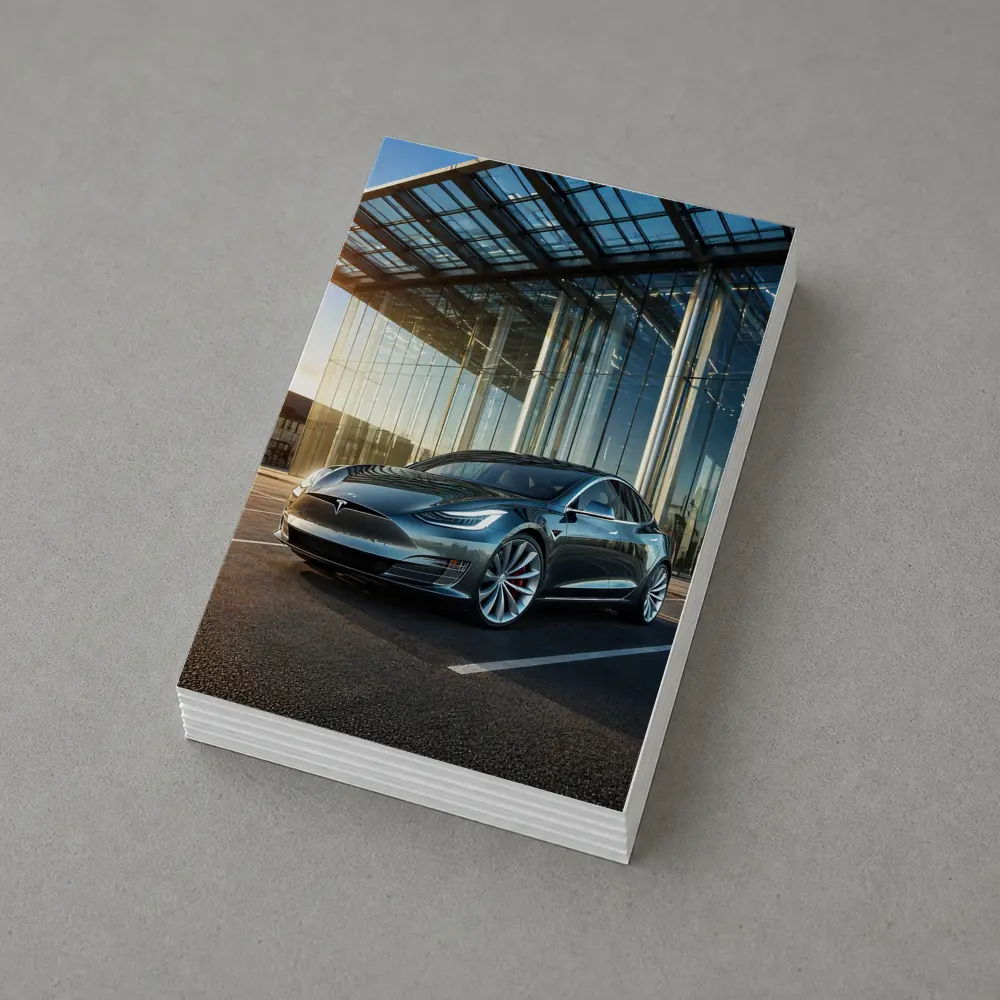 Tesla Model S Outside Glass Building – Postcards