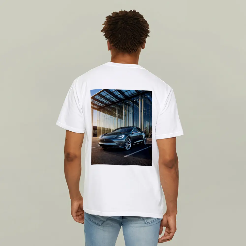 Tesla Model S Outside Glass Building – T-Shirts