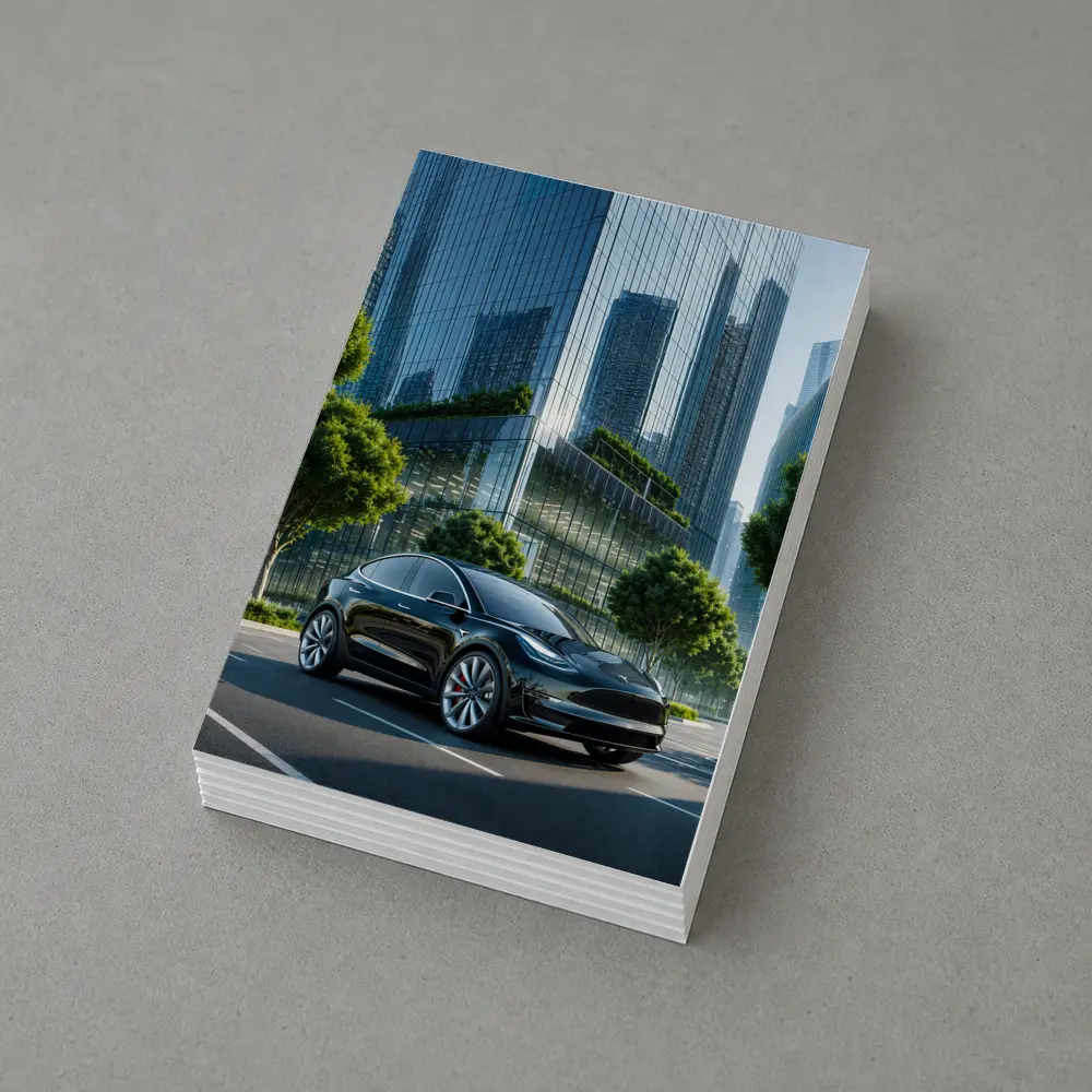 Tesla Model Y Black City Glass Buildings – Postcards