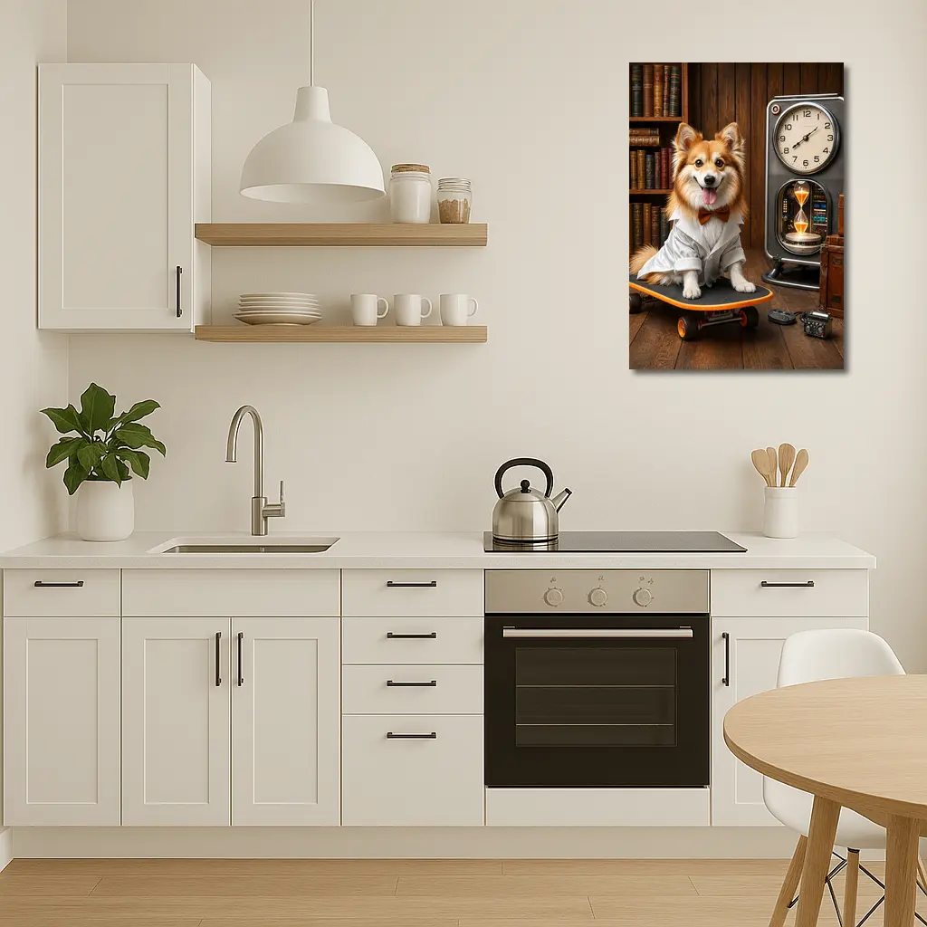 Corgi Dog Scientist On Skateboard Library – Wall Art