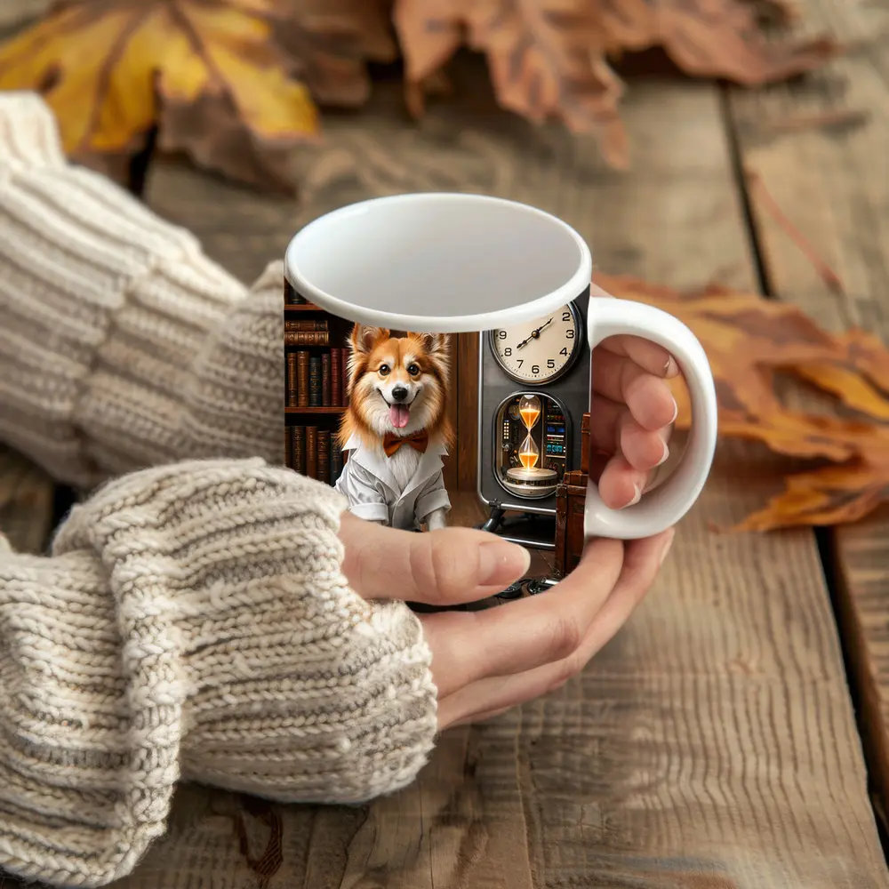 Corgi Dog Scientist On Skateboard Library – Mugs