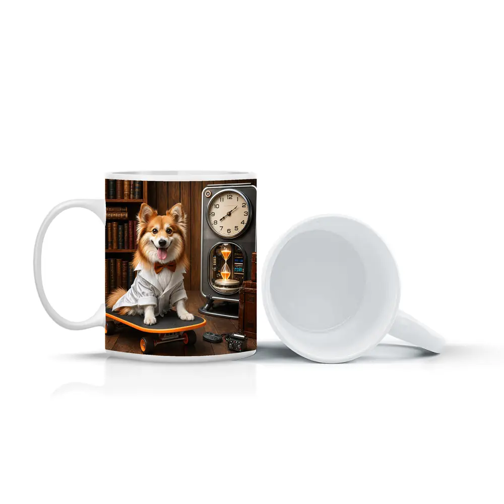 Corgi Dog Scientist On Skateboard Library – Mugs
