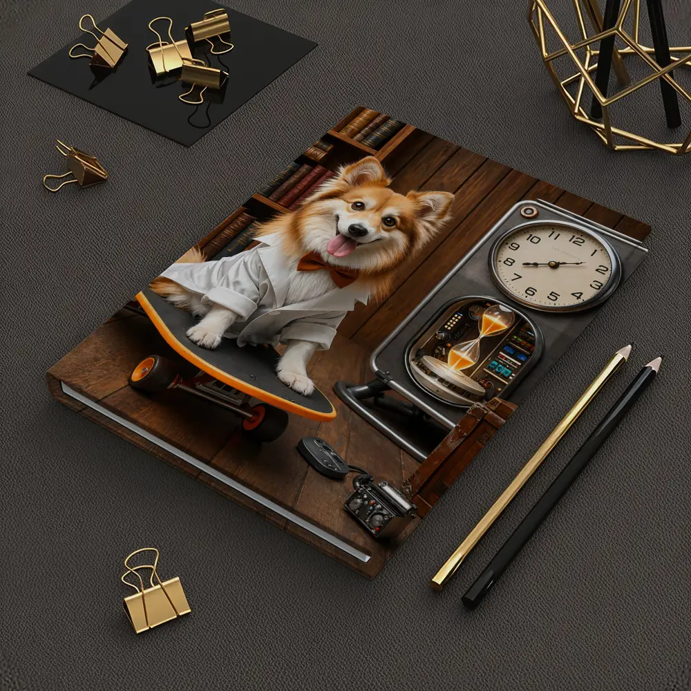 Corgi Dog Scientist On Skateboard Library – Notebooks