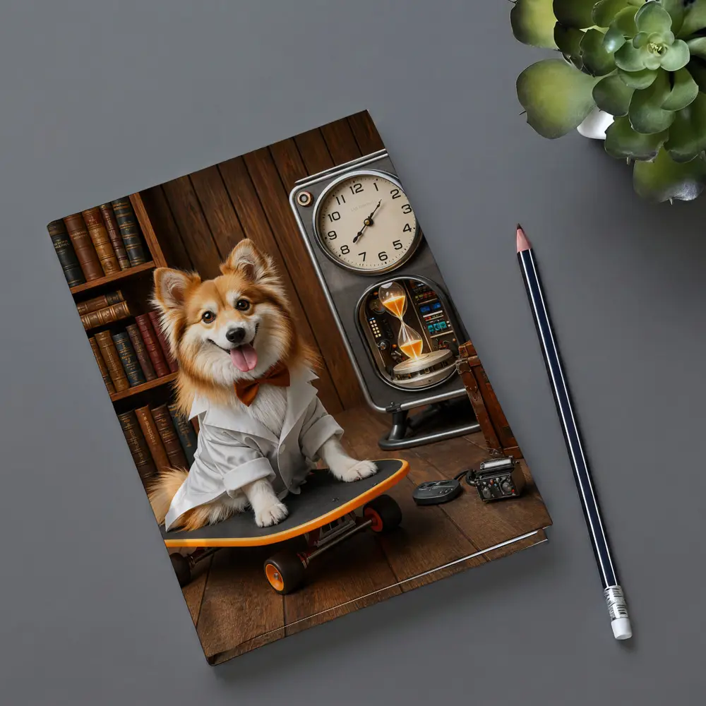 Corgi Dog Scientist On Skateboard Library – Notebooks