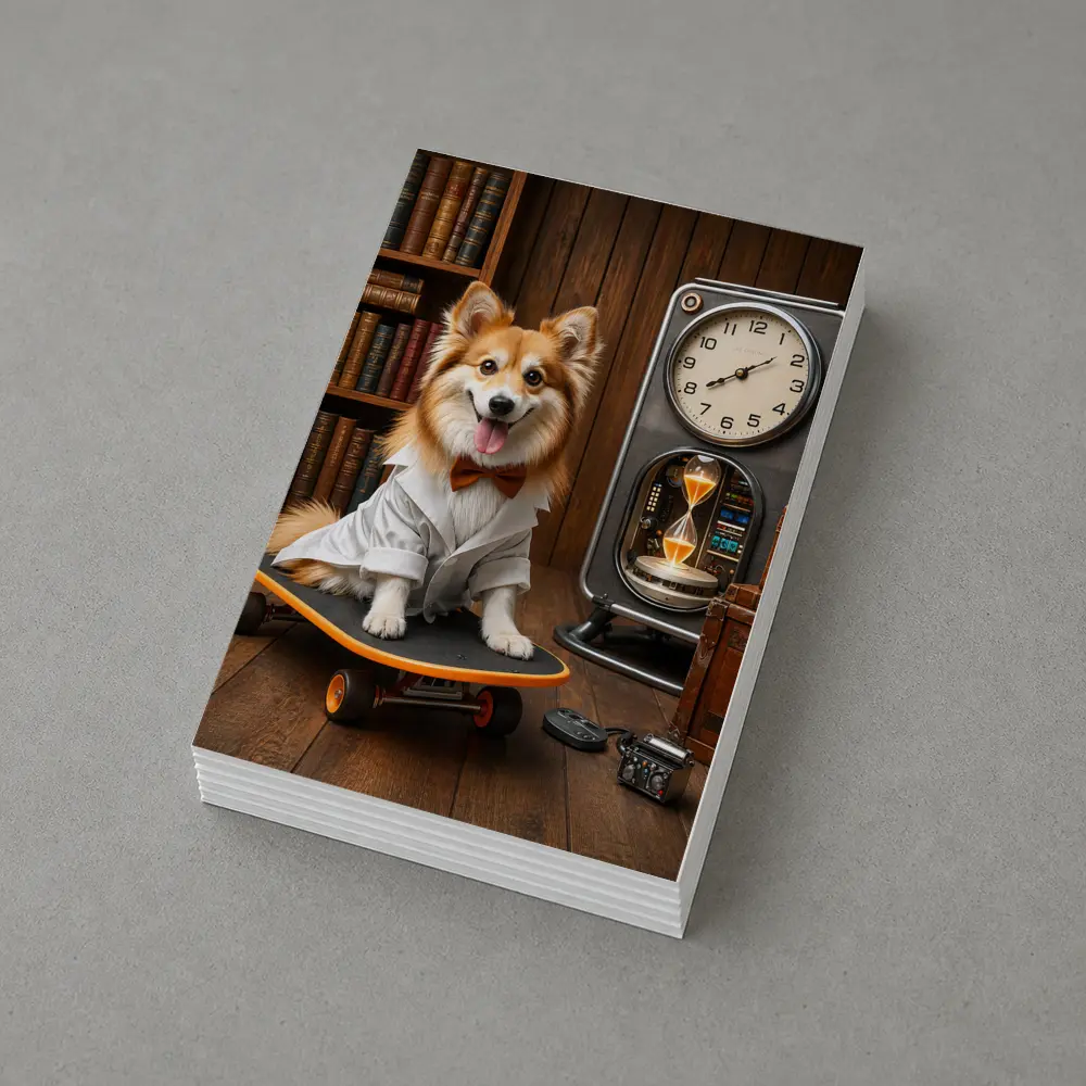 Corgi Dog Scientist On Skateboard Library – Postcards
