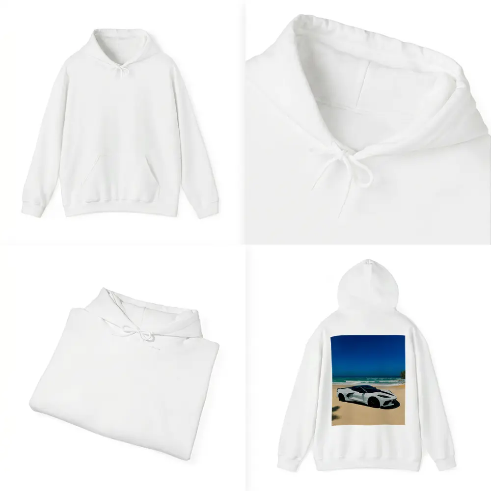 Chevrolet Corvette C8 White Beach Ocean – Hoodies
