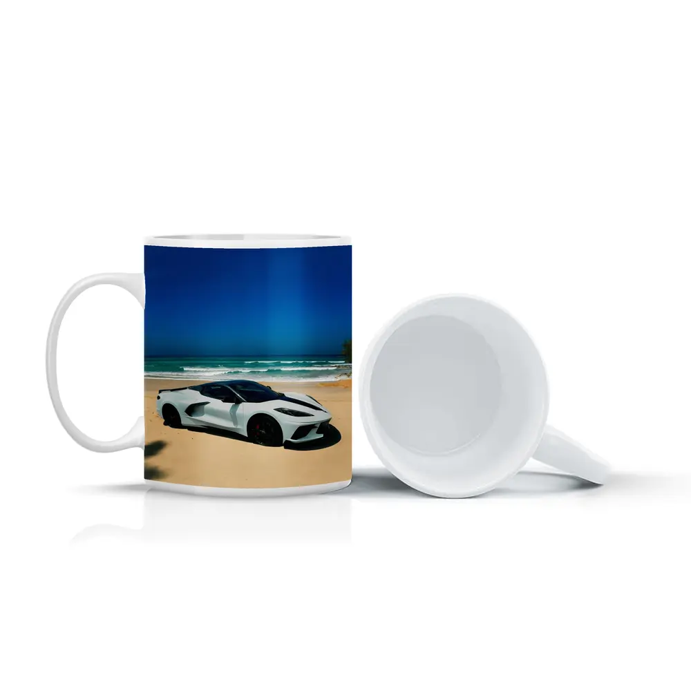 Chevrolet Corvette C8 White Beach Ocean – Mugs