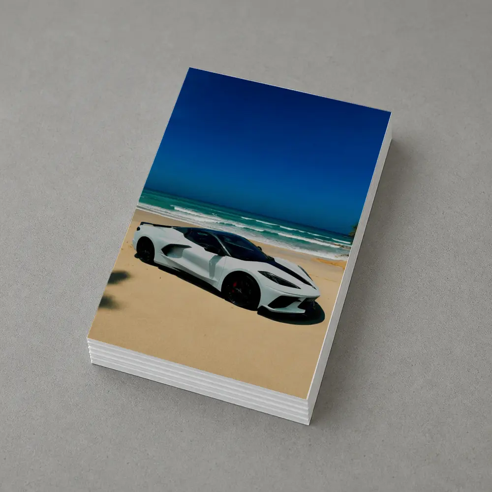 Chevrolet Corvette C8 White Beach Ocean – Postcards