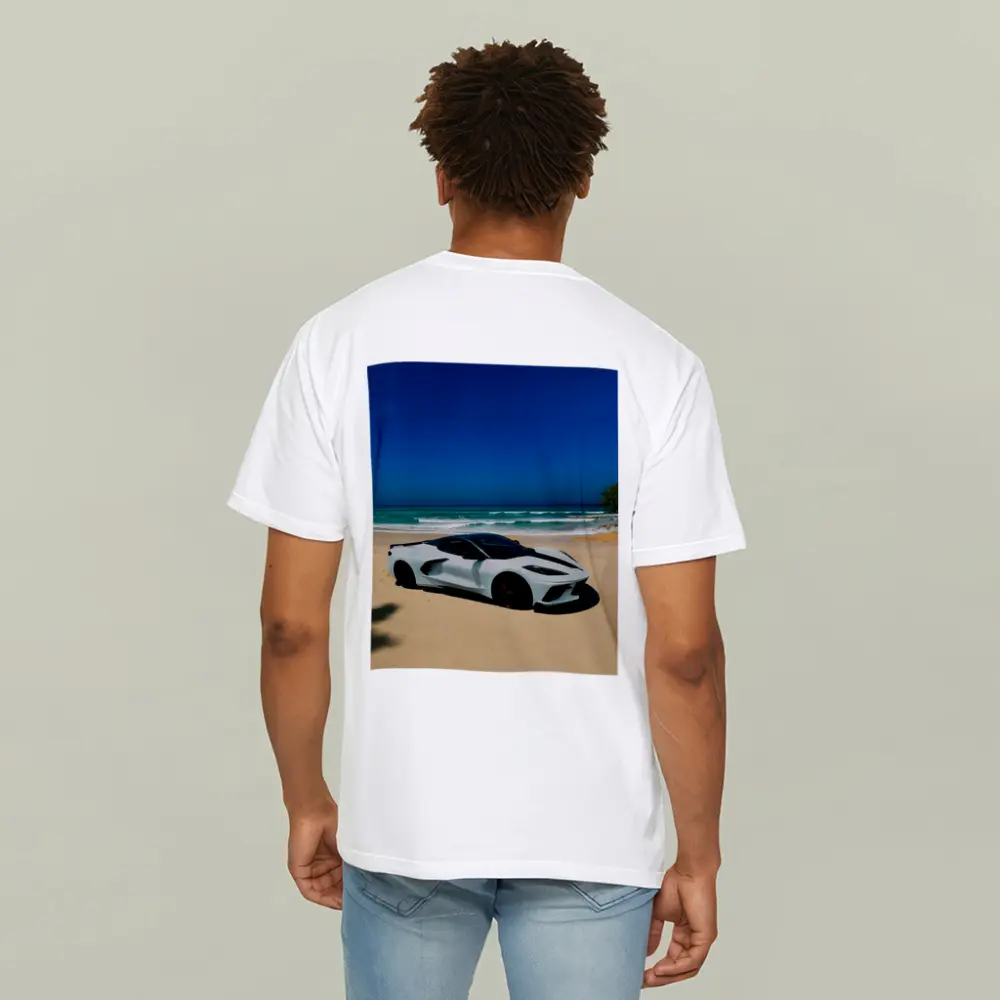 Chevrolet Corvette C8 White Beach Ocean – T-Shirts