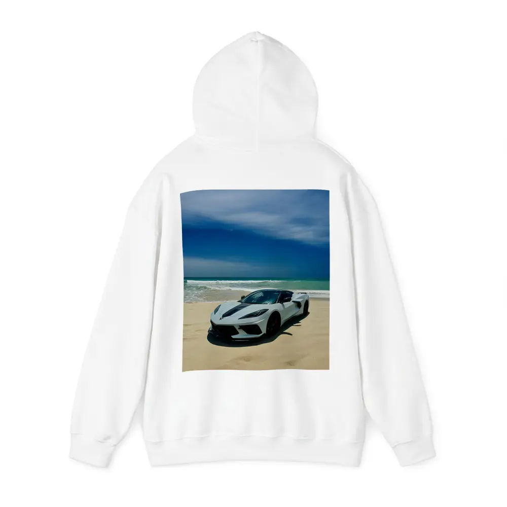 Chevrolet Corvette C8 White Beach Shore – Hoodies