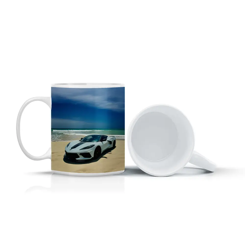 Chevrolet Corvette C8 White Beach Shore – Mugs