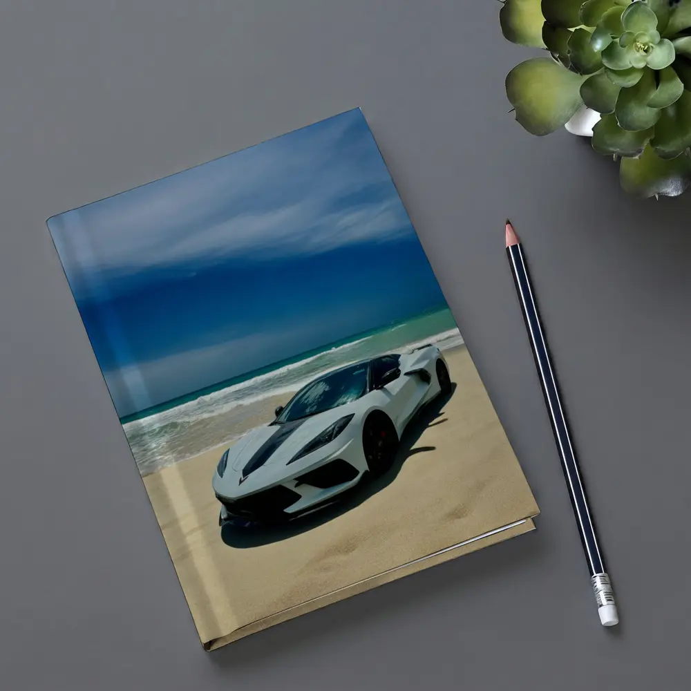 Chevrolet Corvette C8 White Beach Shore – Notebooks