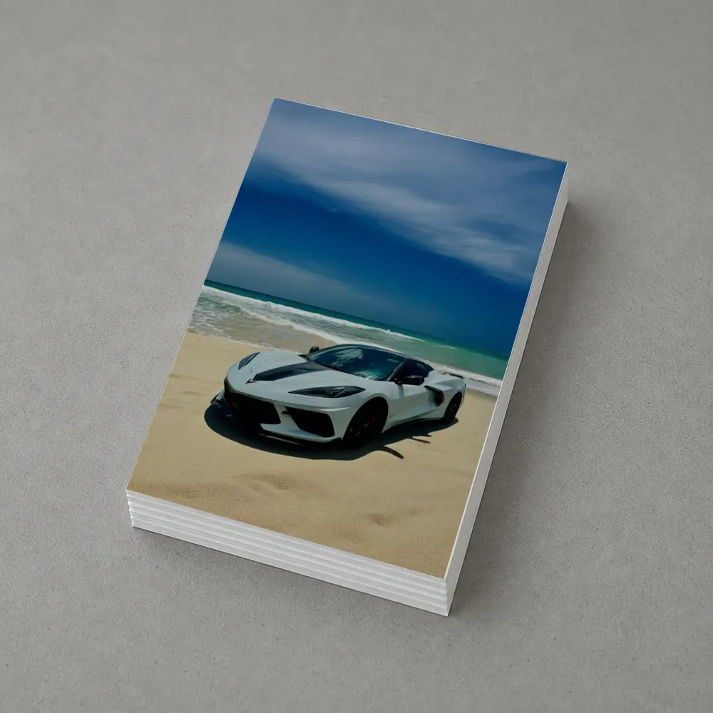 Chevrolet Corvette C8 White Beach Shore – Postcards