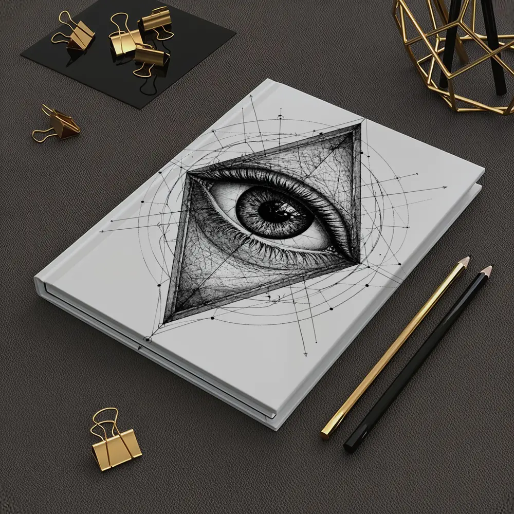 All Seeing Eye Sacred Geometry Black White – Notebooks