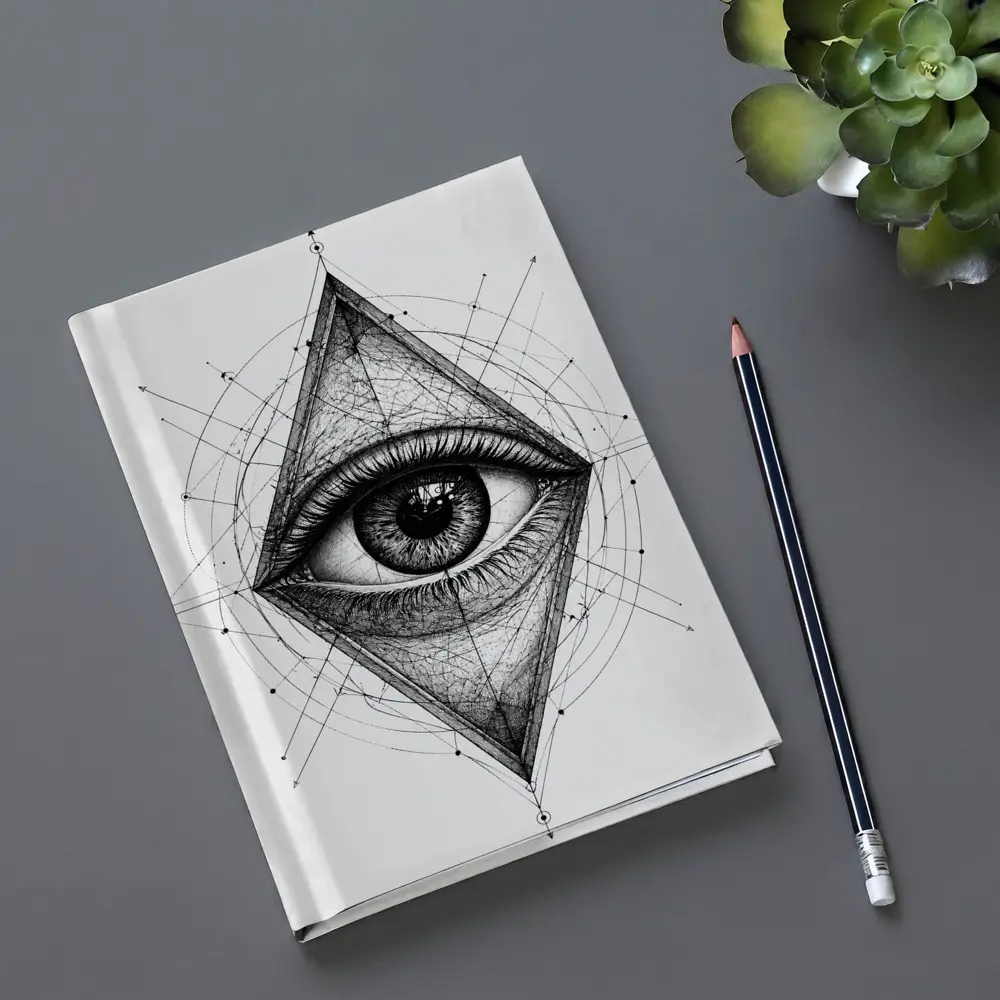 All Seeing Eye Sacred Geometry Black White – Notebooks