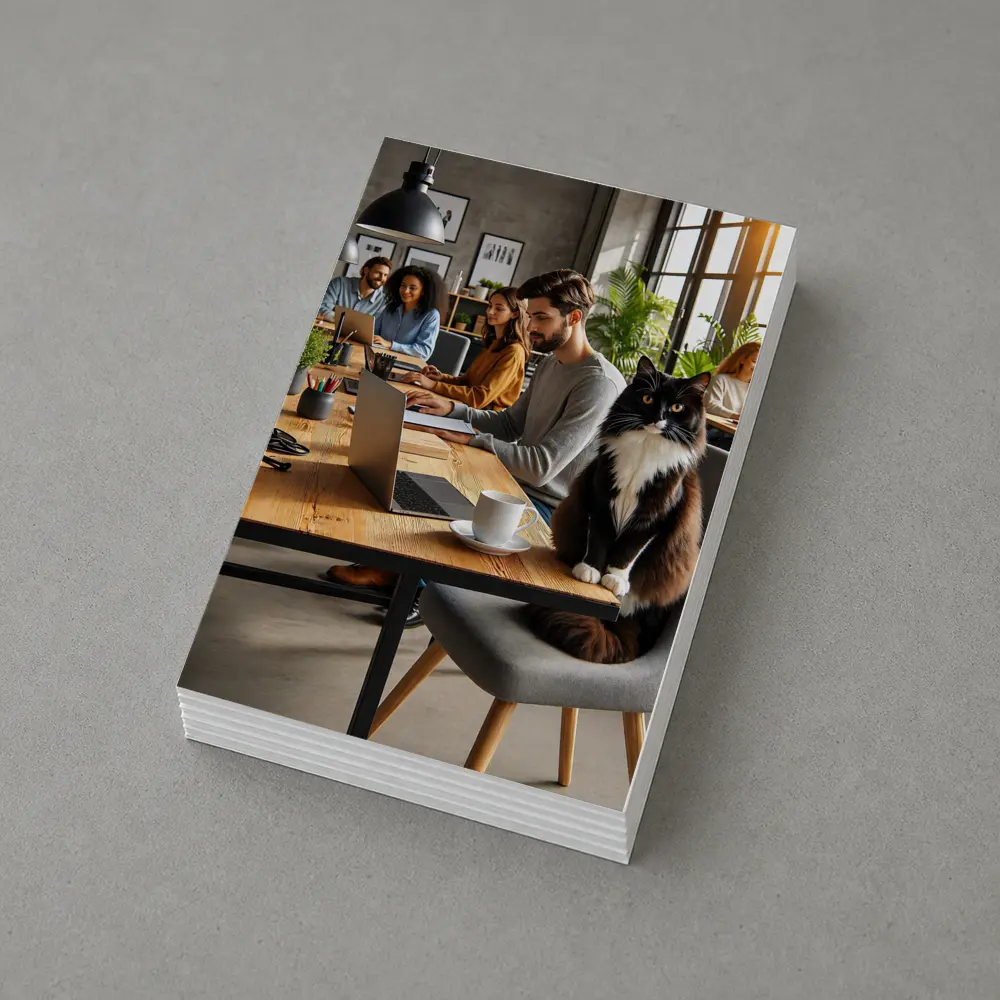 Black White Cat Cozy Office Workspace – Postcards