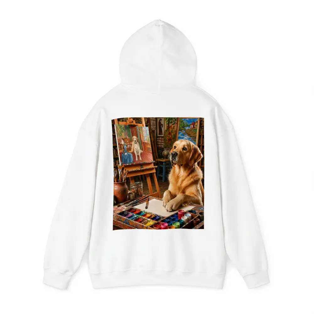 Golden Retriever Artist Painting in Studio – Hoodies