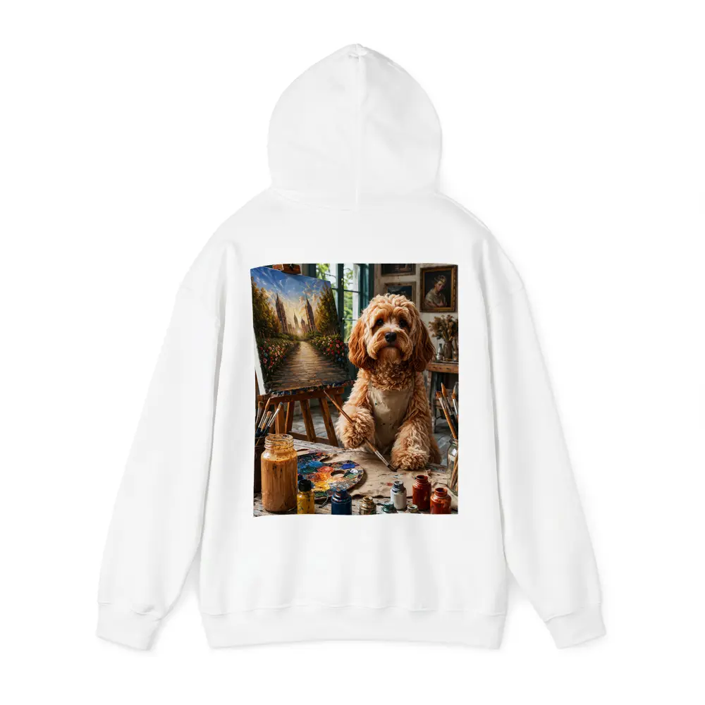 Goldendoodle Artist Painting in Studio Workshop – Hoodies