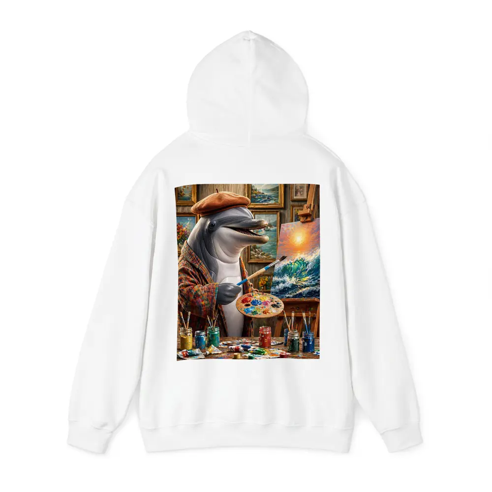 Dolphin Artist Painting Ocean Waves in Studio – Hoodies