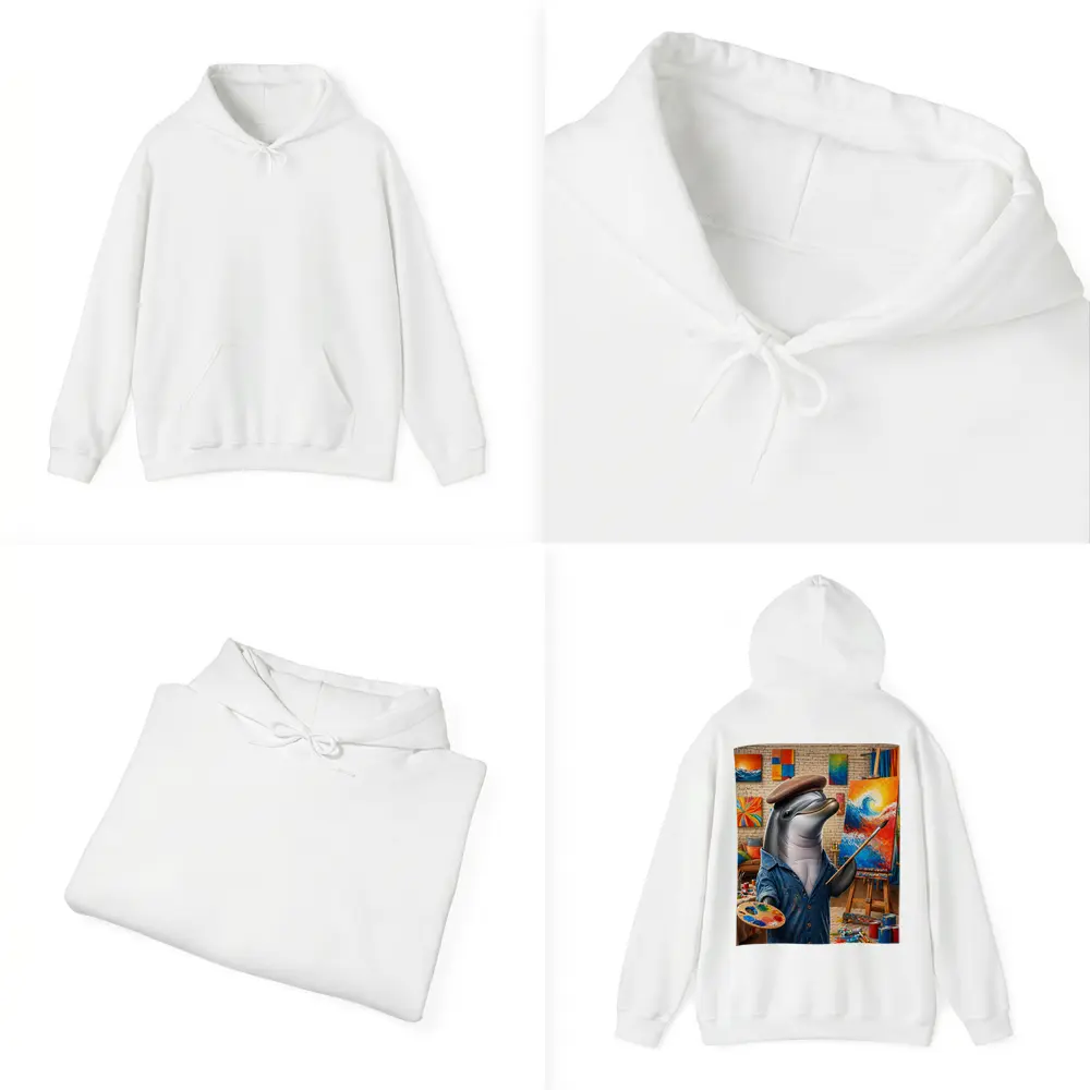 Dolphin Artist Painting in Colorful Art Studio – Hoodies