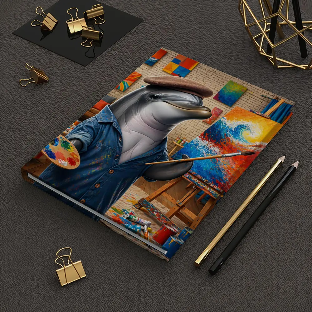 Dolphin Artist Painting in Colorful Art Studio – Notebooks