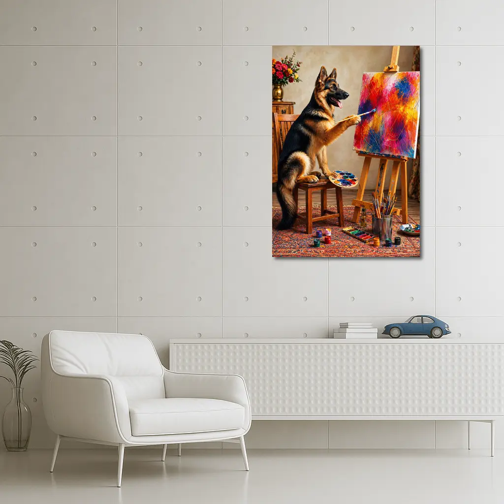 German Shepherd Dog Painting on Canvas – Wall Art