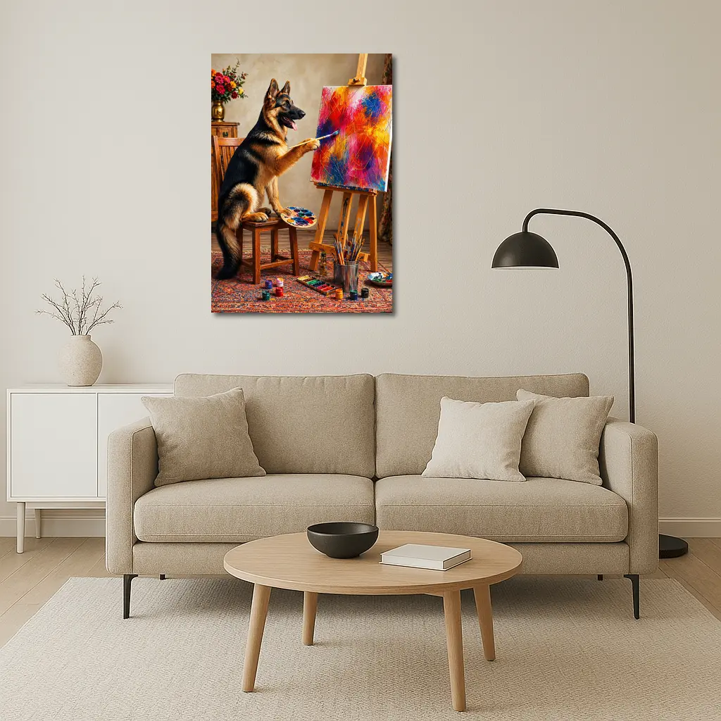German Shepherd Dog Painting on Canvas – Wall Art