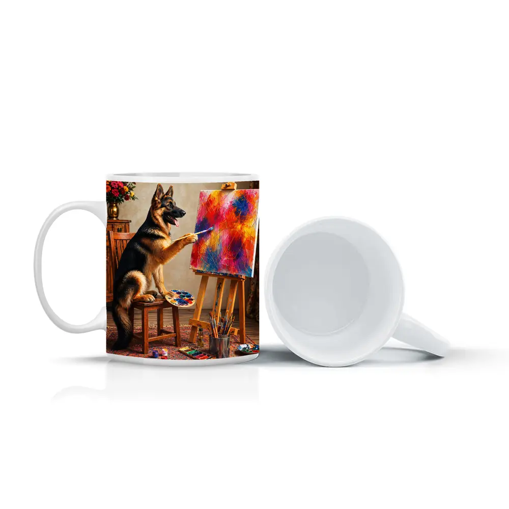 German Shepherd Dog Painting on Canvas – Mugs