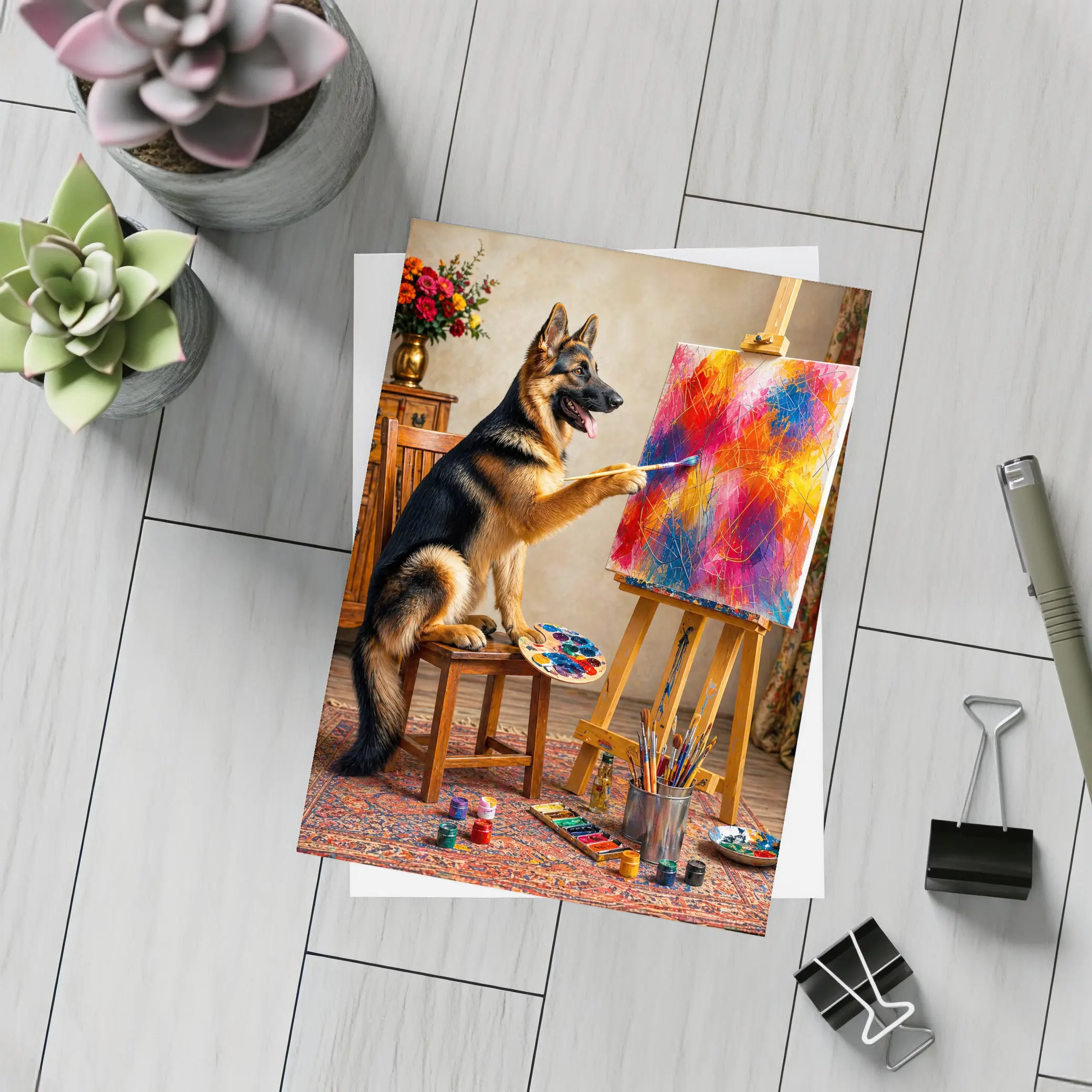 German Shepherd Dog Painting on Canvas – Postcards