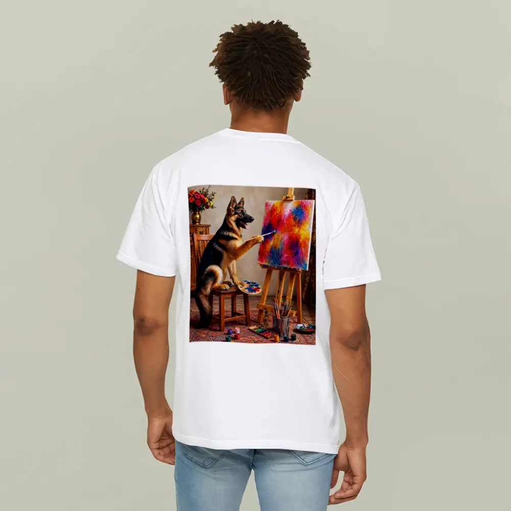 German Shepherd Dog Painting on Canvas – T-Shirts