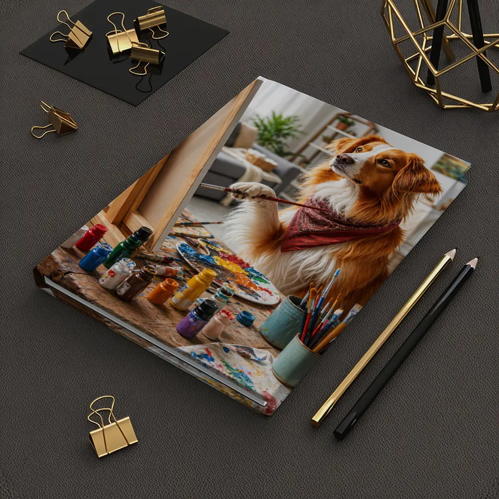 Golden Retriever Dog Painting in Art Studio – Notebooks