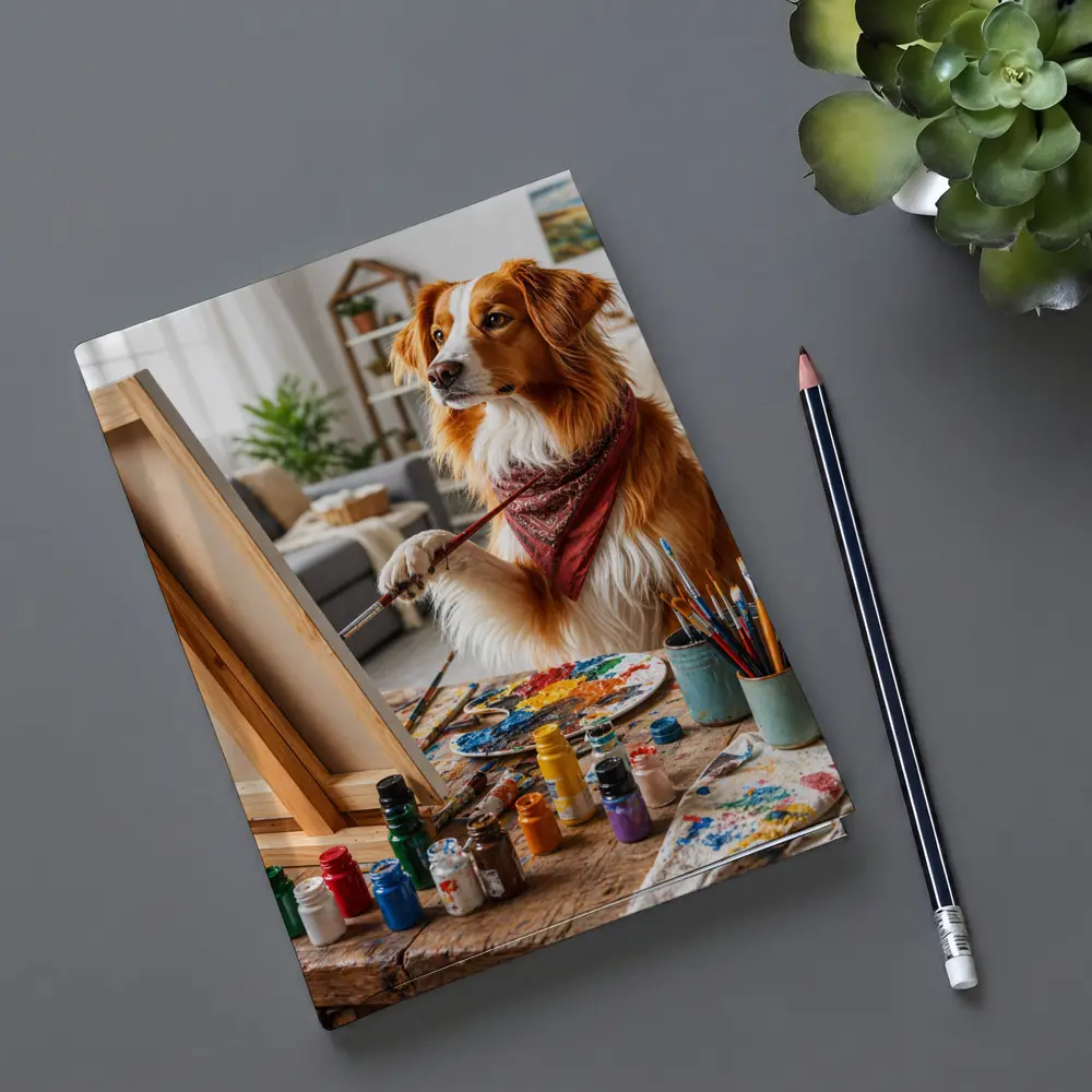 Golden Retriever Dog Painting in Art Studio – Notebooks